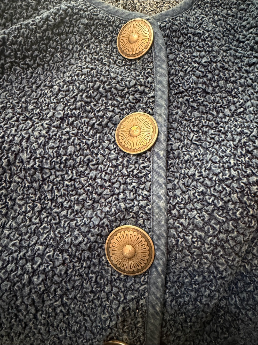 Double D Ranch Blue Textured Button-Front Vest - Picture 4 of 6